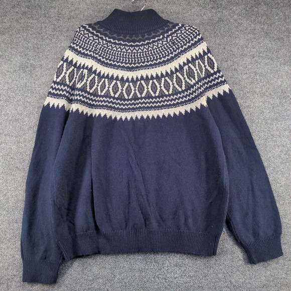 Goodfellow & Co. Men's Full Zip Knit Sweater Blue XL Fair Isle Cotton Blend - Picture 5 of 12